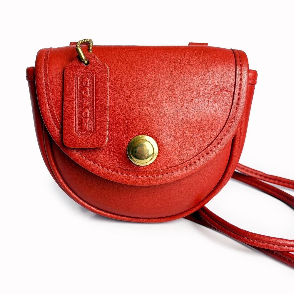 Vintage Coach Mini Bag Belt Bag Crossbody #9826 Messenger Red Leather USA - Picture 5 of 13